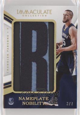 2016-17 Panini Immaculate Collection - Nameplate Nobility #NN-CP - Chandler Parsons /7