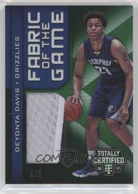 2016-17 Panini Totally Certified - Fabric of the Game Rookie Materials - Green #22 - Deyonta Davis /5