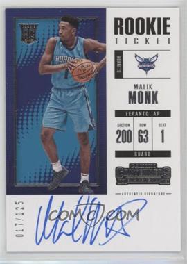 2017-18 Panini Contenders - [Base] #111.1 - Rookie Ticket - Malik Monk /125