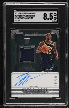 2017-18 Panini Dominion - [Base] #179 - Rookie Jersey Autographs - Donovan Mitchell /199 [SGC 8.5 NM/Mt+]