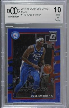 2017-18 Panini Donruss Optic - [Base] - Blue Prizm #112 - Joel Embiid /49 [BCCG 10 Mint or Better]