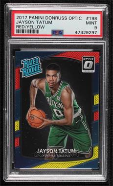 2017-18 Panini Donruss Optic - [Base] - Mega Box Red/Yellow #198 - Rated Rookie - Jayson Tatum [PSA 9 MINT]