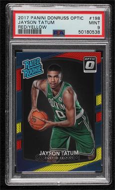 2017-18 Panini Donruss Optic - [Base] - Mega Box Red/Yellow #198 - Rated Rookie - Jayson Tatum [PSA 9 MINT]