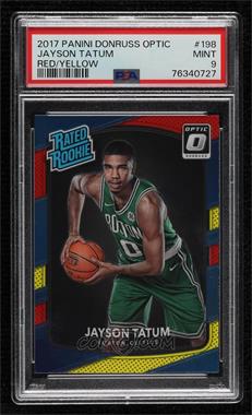 2017-18 Panini Donruss Optic - [Base] - Mega Box Red/Yellow #198 - Rated Rookie - Jayson Tatum [PSA 9 MINT]