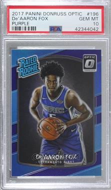 2017-18 Panini Donruss Optic - [Base] - Purple Prizm #196 - Rated Rookie - De'Aaron Fox [PSA 10 GEM MT]