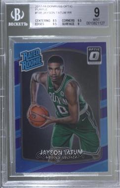 2017-18 Panini Donruss Optic - [Base] - Purple Prizm #198 - Rated Rookie - Jayson Tatum [BGS 9 MINT]