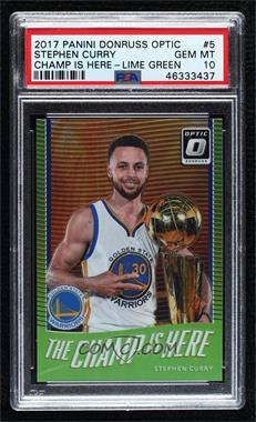 2017-18 Panini Donruss Optic - The Champ is Here - Lime Green Prizm #5 - Stephen Curry /175 [PSA 10 GEM MT]