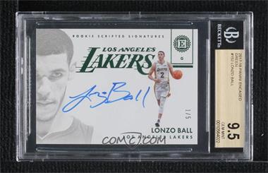 2017-18 Panini Encased - [Base] - Green #152 - Rookie Scripted Signatures - Lonzo Ball /5 [BGS 9.5 GEM MINT]