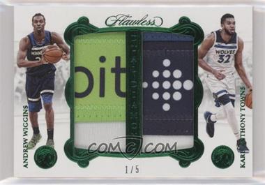 2017-18 Panini Flawless - Dual Diamond Memorabilia - Green #DD-AK - Andrew Wiggins, Karl-Anthony Towns /5