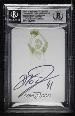 2017-18 Panini National Treasures - Treasured Tags Autographs - Printing Plate Yellow #TTA-DN - Dirk Nowitzki /1 [BAS BGS Authentic]