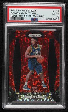 2017-18 Panini Prizm - [Base] - Fast Break Red Prizm #117 - Donovan Mitchell /125 [PSA 9 MINT]