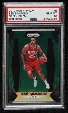 2017-18 Panini Prizm - [Base] - Green Prizm #9 - Ben Simmons [PSA 10 GEM MT]