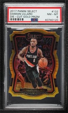 2017-18 Panini Select - [Base] - Gold Prizm #132 - Premier Level - Damian Lillard /10 [PSA 8 NM‑MT]