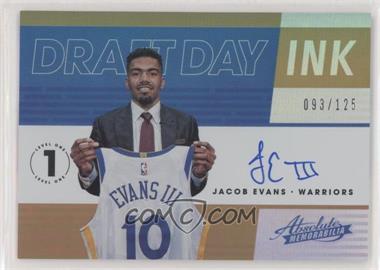 2018-19 Panini Absolute Memorabilia - Draft Day Ink #DD-JEV - Jacob Evans III /125