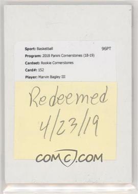 2018-19 Panini Cornerstones - [Base] #152 - Rookie Cornerstones - Marvin Bagley III /199 [Being Redeemed]