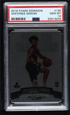 2018-19 Panini Dominion - [Base] #135 - Rookies Metal - Anfernee Simons /199 [PSA 10 GEM MT]