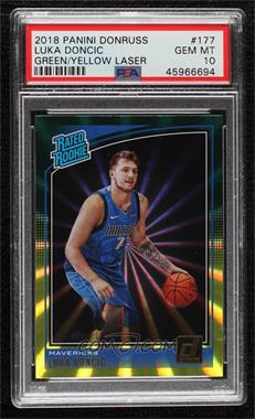 2018-19 Panini Donruss - [Base] - Holo Green and Yellow Laser #177 - Rated Rookies - Luka Doncic [PSA 10 GEM MT]