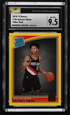 2018-19 Panini Donruss - [Base] - Yellow Flood #186 - Rated Rookies - Anfernee Simons [CSG 9.5 Mint Plus]