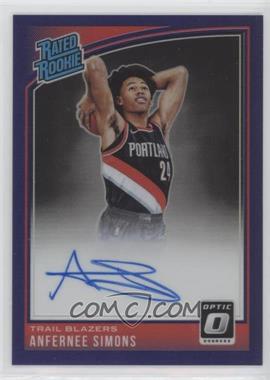 2018-19 Panini Donruss Optic - [Base] - Purple Prizm Signatures #186 - Rated Rookie - Anfernee Simons