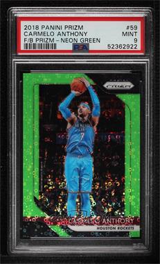 2018-19 Panini Prizm - [Base] - Fast Break Neon Green Prizm #59 - Carmelo Anthony /5 [PSA 9 MINT]