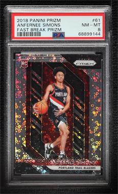 2018-19 Panini Prizm - [Base] - Fast Break Prizm #61 - Anfernee Simons [PSA 8 NM‑MT]