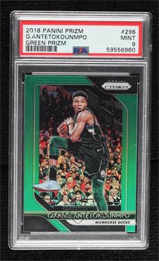 2018-19 Panini Prizm - [Base] - Green Prizm #296 - Giannis Antetokounmpo [PSA 9 MINT]