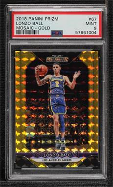 2018-19 Panini Prizm Mosaic - [Base] - Gold #67 - Lonzo Ball /10 [PSA 9 MINT]