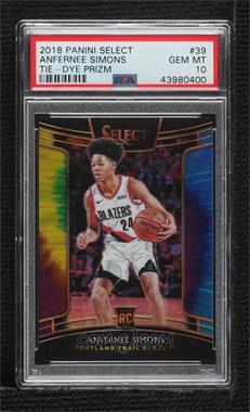 2018-19 Panini Select - [Base] - Tie-Dye Prizm #39 - Concourse - Anfernee Simons /25 [PSA 10 GEM MT]