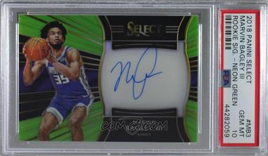 2018-19 Panini Select - Rookie Signatures - Neon Green Prizm #RS-MB3 - Marvin Bagley III /99 [PSA 10 GEM MT]