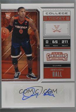 2018 Panini Contenders Draft Picks - [Base] #116 - College Ticket - Devon Hall [Noted]