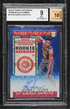 2019-20 Panini Contenders - [Base] - Season Ticket Premium Edition Prizm Blue Shimmer #110.1 - Rookie Ticket - De'Andre Hunter /20 [BGS 9 MINT]