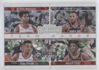 Nassir Little, CJ McCollum, Hassan Whiteside, Damian Lillard #/25