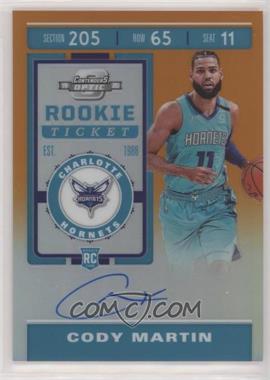 2019-20 Panini Contenders Optic - [Base] - Orange Prizm #112.1 - Rookie Ticket - Cody Martin /25