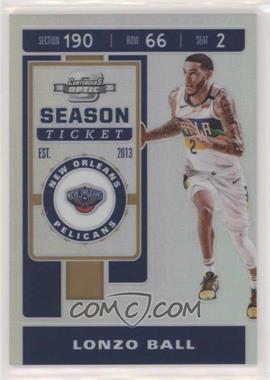 2019-20 Panini Contenders Optic - [Base] - Silver Prizm #69 - Season Ticket - Lonzo Ball