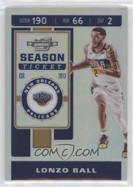 2019-20 Panini Contenders Optic - [Base] - Silver Prizm #69 - Season Ticket - Lonzo Ball