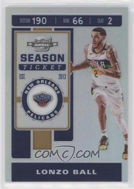 2019-20 Panini Contenders Optic - [Base] - Silver Prizm #69 - Season Ticket - Lonzo Ball