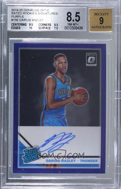 2019-20 Panini Donruss Optic - [Base] - Purple Prizm Signatures #156 - Rated Rookie - Darius Bazley [BGS 8.5 NM‑MT+]