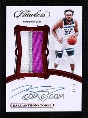 2019-20 Panini Flawless - Vertical Patch Autographs - Ruby #VP-KAT - Karl-Anthony Towns /15