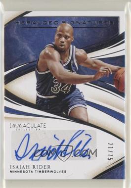 2019-20 Panini Immaculate Collection - Heralded Signatures #HS-IRD - Isaiah Rider /75
