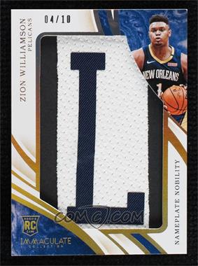 2019-20 Panini Immaculate Collection - Jumbo Patches - Nameplate Nobility #JP-ZWL - Zion Williamson /10
