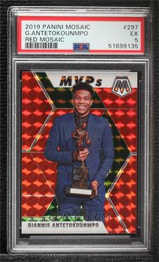 2019-20 Panini Mosaic - [Base] - Choice Red Prizm #297 - MVPs - Giannis Antetokounmpo /88 [PSA 5 EX]