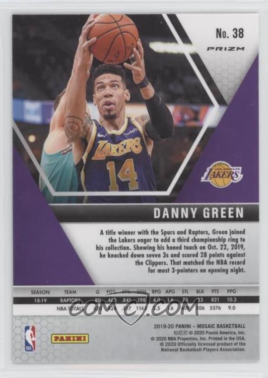 2019 20 Panini Mosaic Base Green Prizm 38 Danny Green