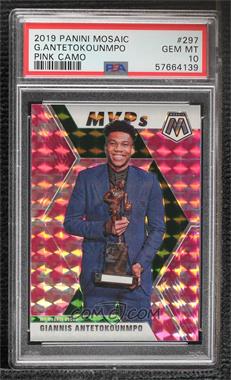 2019-20 Panini Mosaic - [Base] - Pink Camo Prizm #297 - MVPs - Giannis Antetokounmpo [PSA 10 GEM MT]