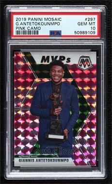 2019-20 Panini Mosaic - [Base] - Pink Camo Prizm #297 - MVPs - Giannis Antetokounmpo [PSA 10 GEM MT]