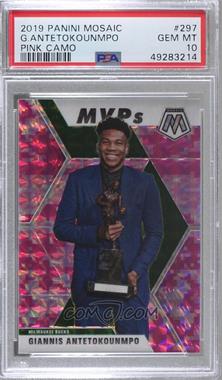 2019-20 Panini Mosaic - [Base] - Pink Camo Prizm #297 - MVPs - Giannis Antetokounmpo [PSA 10 GEM MT]