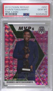 2019-20 Panini Mosaic - [Base] - Pink Camo Prizm #297 - MVPs - Giannis Antetokounmpo [PSA 10 GEM MT]