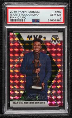 2019-20 Panini Mosaic - [Base] - Pink Camo Prizm #297 - MVPs - Giannis Antetokounmpo [PSA 10 GEM MT]