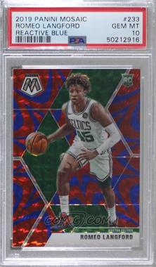 2019-20 Panini Mosaic - [Base] - Reactive Blue Prizm #233 - Rookies - Romeo Langford [PSA 10 GEM MT]