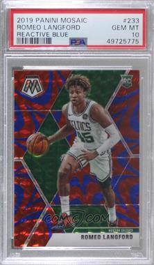 2019-20 Panini Mosaic - [Base] - Reactive Blue Prizm #233 - Rookies - Romeo Langford [PSA 10 GEM MT]