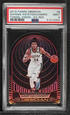 2019-20 Panini Obsidian - Tunnel Vision - Electric Etch Red #8 - Giannis Antetokounmpo /5 [PSA 9 MINT]